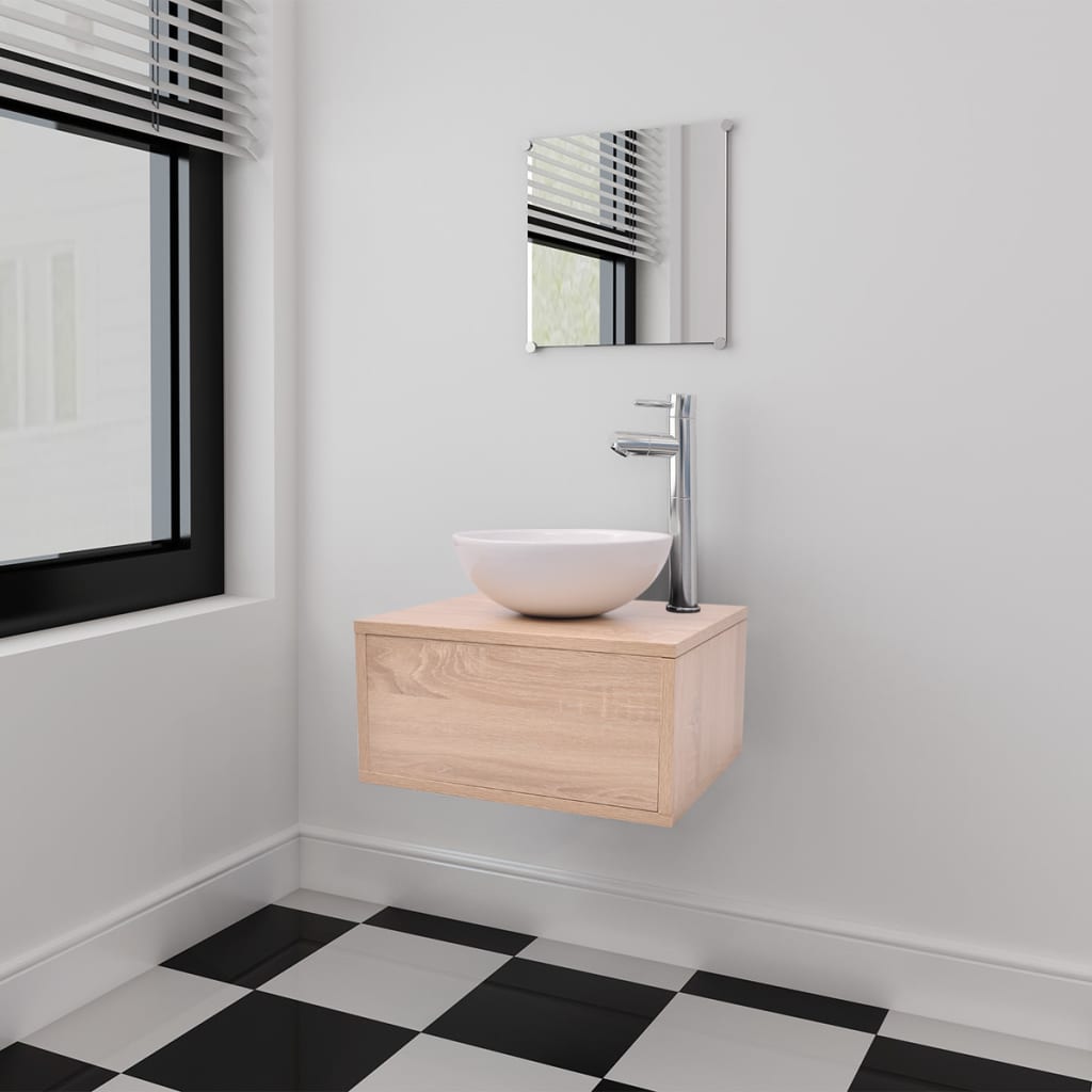11 Piece Bathroom Furniture Set With Basin With Tap