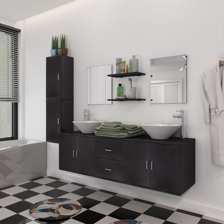11 Piece Bathroom Furniture Set With Basin With Tap