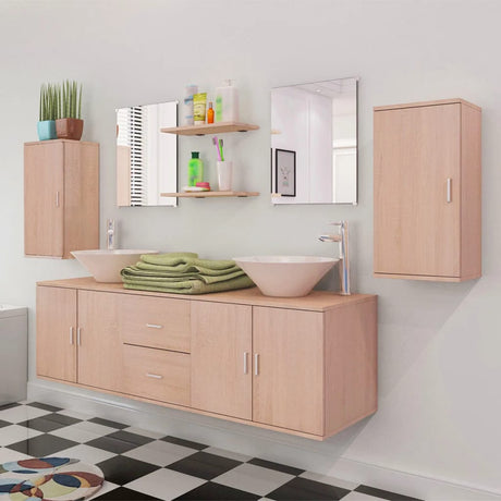 11 Piece Bathroom Furniture Set With Basin With Tap