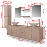 11 Piece Bathroom Furniture Set With Basin With Tap