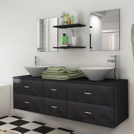 11 Piece Bathroom Furniture Set With Basin With Tap
