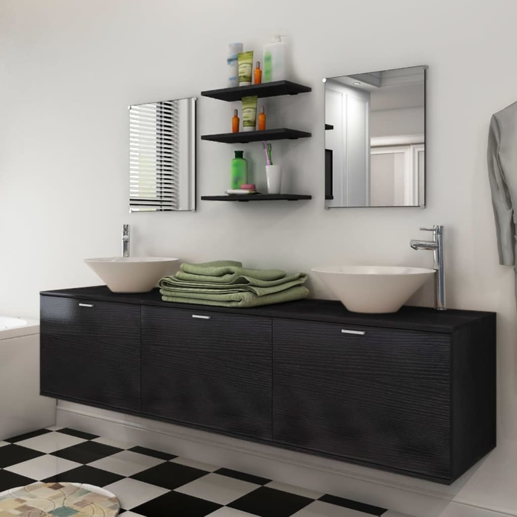 11 Piece Bathroom Furniture Set With Basin With Tap