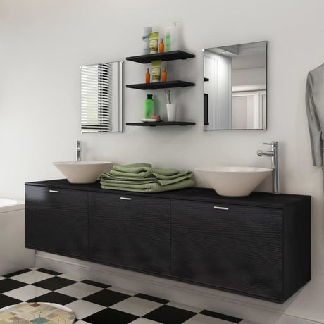 11 Piece Bathroom Furniture Set With Basin With Tap