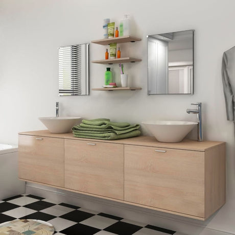 11 Piece Bathroom Furniture Set With Basin With Tap