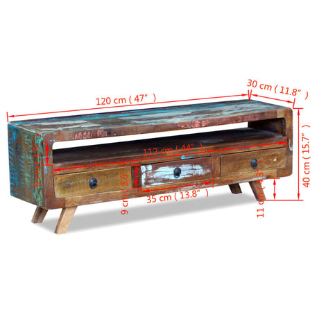 Tv Cabinet With 3 Drawers Solid Reclaimed Wood