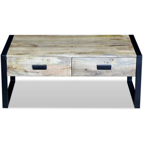 Coffee Table With 2 Drawers Solid Mango Wood 100X60X40 Cm