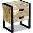 Side Table With 2 Drawers Solid Mango Wood 43X33X51 Cm