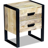 Side Table With 2 Drawers Solid Mango Wood 43X33X51 Cm