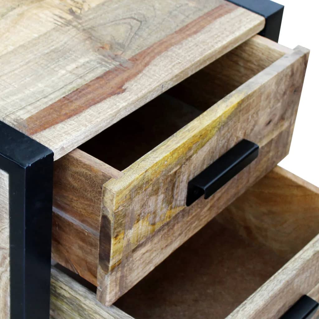 Side Table With 2 Drawers Solid Mango Wood 43X33X51 Cm