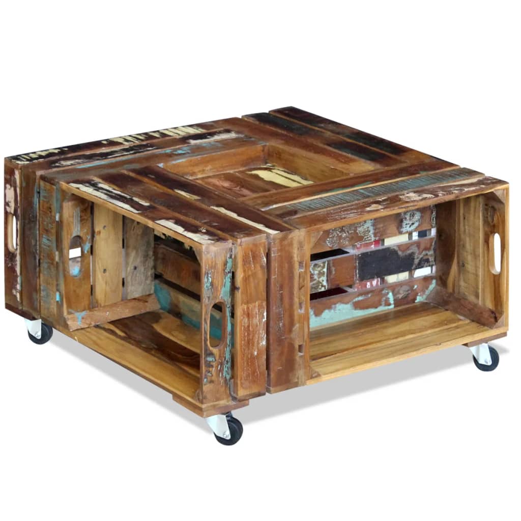 Coffee Table Solid Reclaimed Wood 70X70X35 Cm