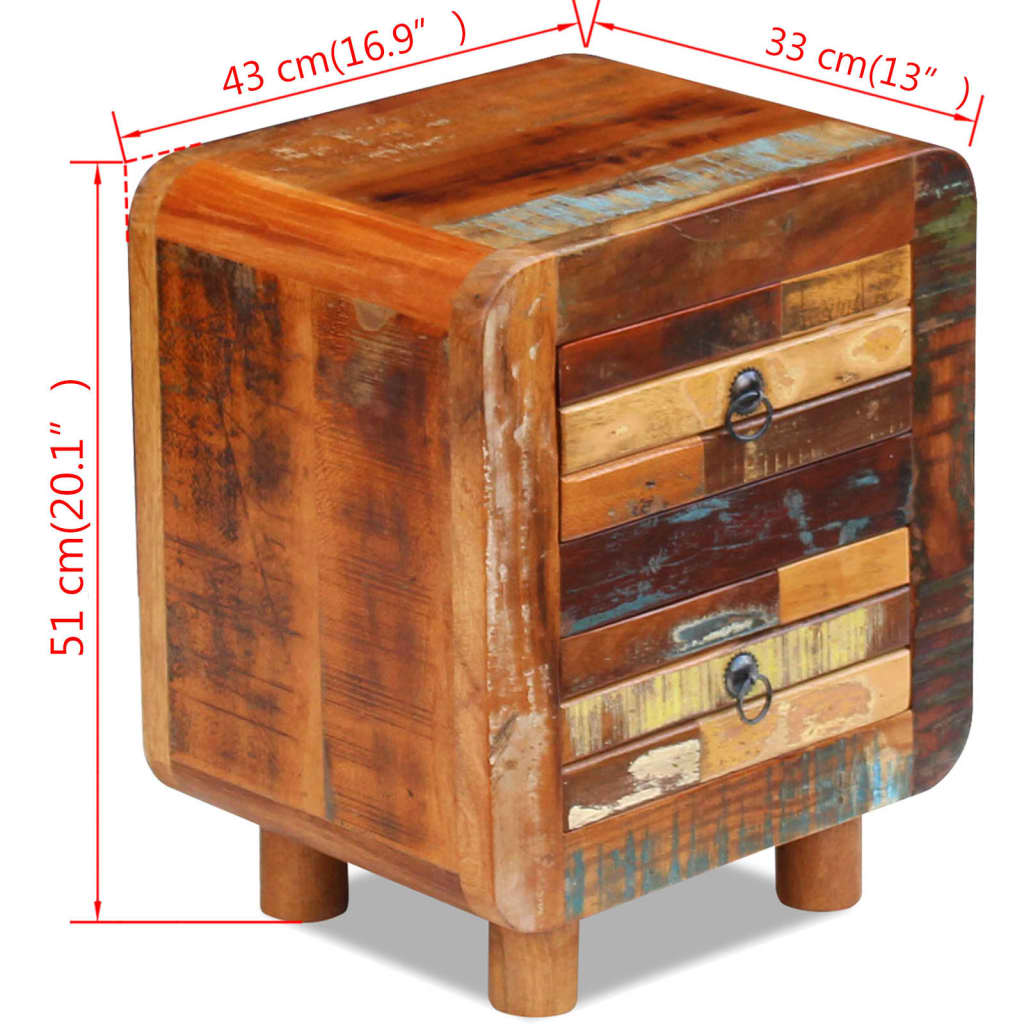 Night Cabinet Solid Reclaimed Wood 43X33X51 Cm