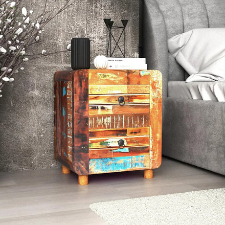 Night Cabinet Solid Reclaimed Wood 43X33X51 Cm