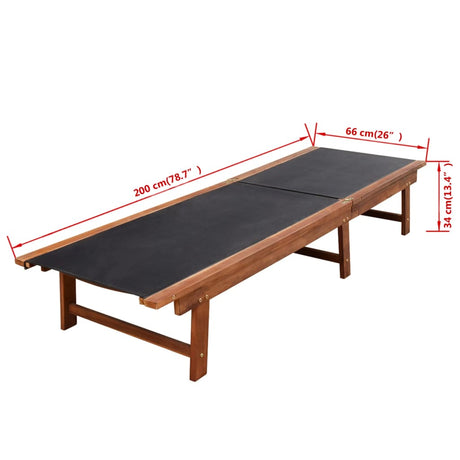 Sun Loungers 2 Pcs With Table Solid Acacia Wood And Textilene