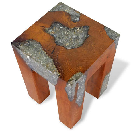 Stool Solid Teak Wood And Resin