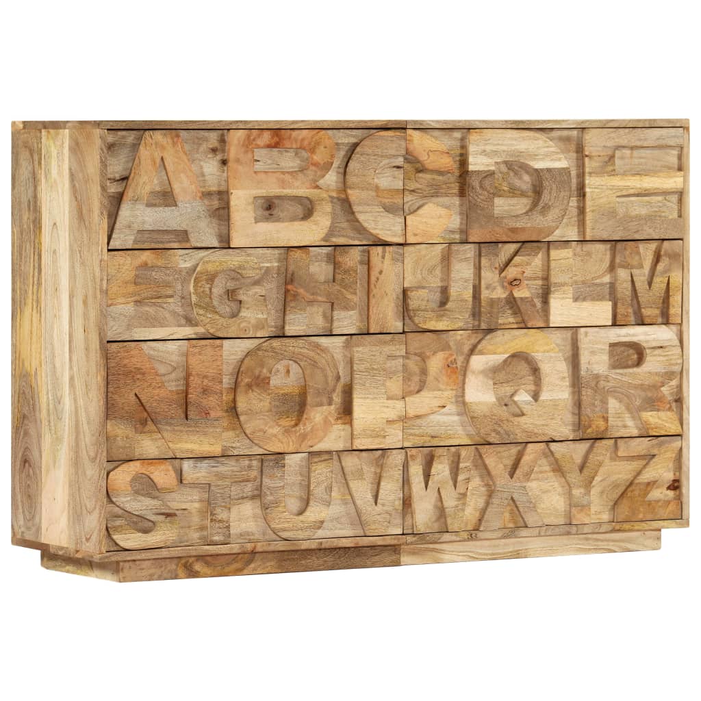 Alphabet Cabinet With 6 Drawers 120X35X79 Cm Solid Mango Wood