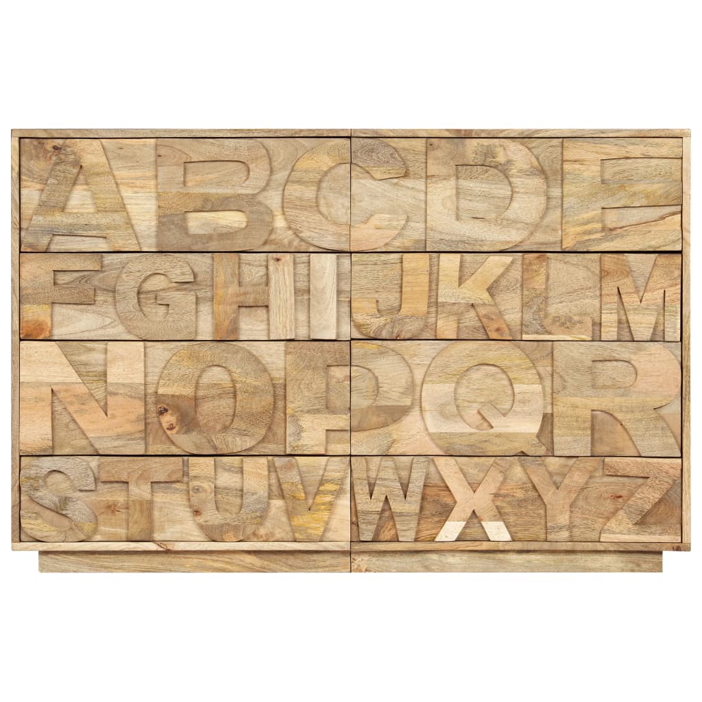 Alphabet Cabinet With 6 Drawers 120X35X79 Cm Solid Mango Wood