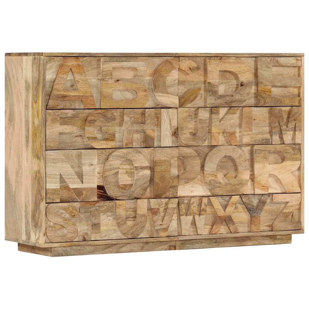 Alphabet Cabinet With 6 Drawers 120X35X79 Cm Solid Mango Wood