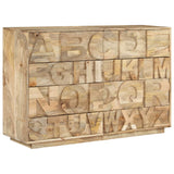 Alphabet Cabinet With 6 Drawers 120X35X79 Cm Solid Mango Wood