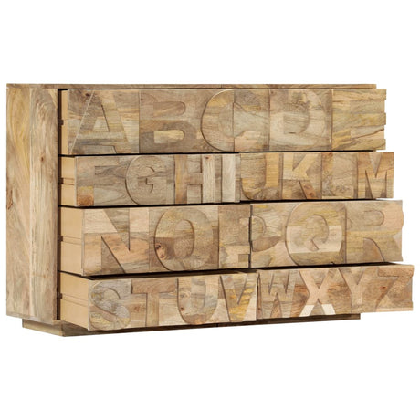 Alphabet Cabinet With 6 Drawers 120X35X79 Cm Solid Mango Wood