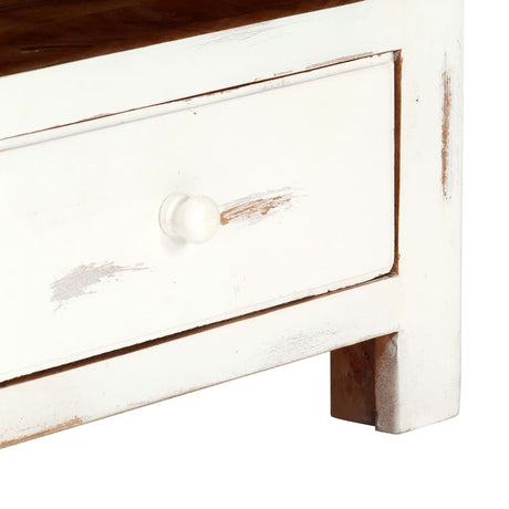Tv Cabinet White 120X30X40 Cm Solid Acacia Wood
