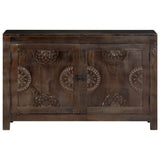 Sideboard With Carved Design 110X35X70 Cm Solid Mango Wood