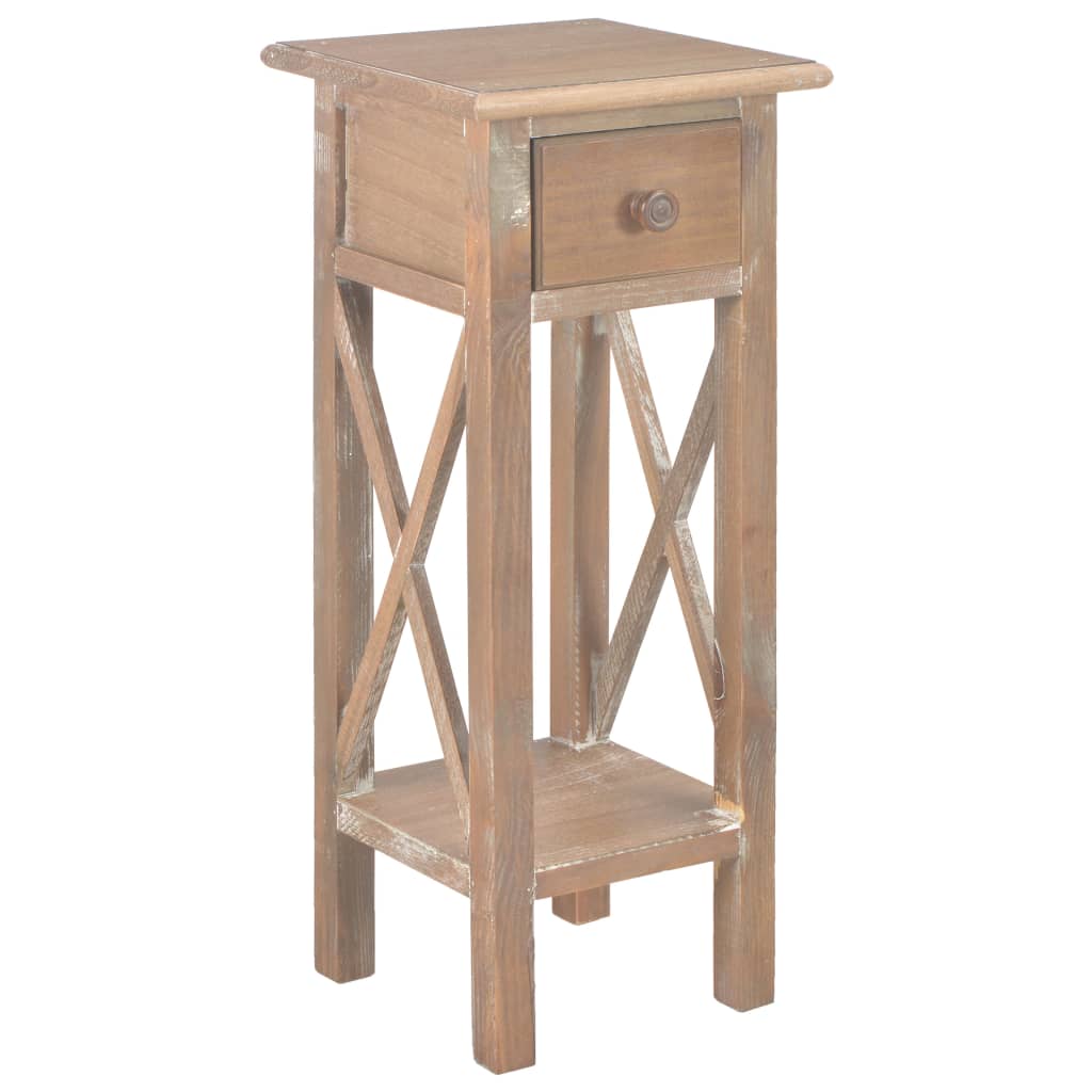 Side Table White 27X27X65.5 Cm Wood