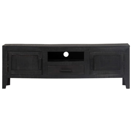 Tv Cabinet Black Solid Mango Wood