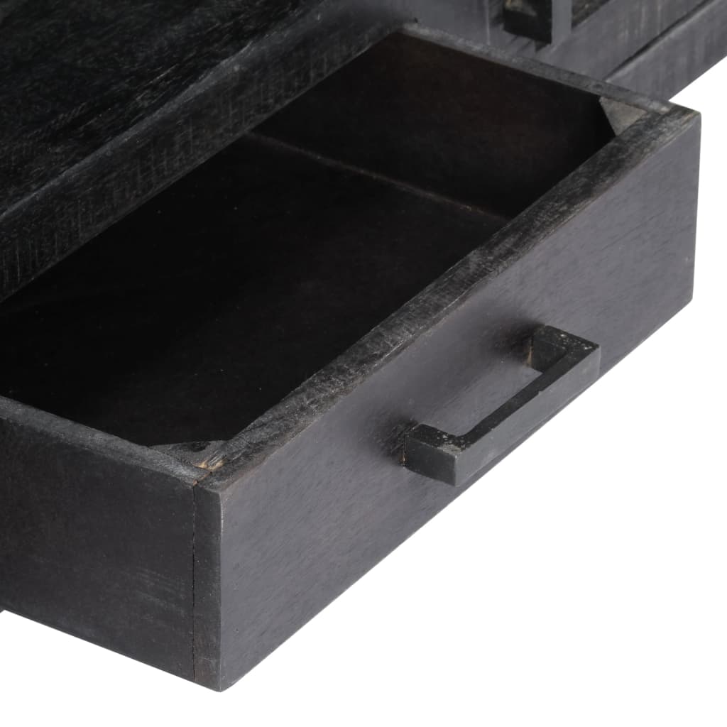 Tv Cabinet Black Solid Mango Wood