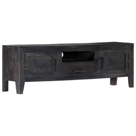 Tv Cabinet Black Solid Mango Wood