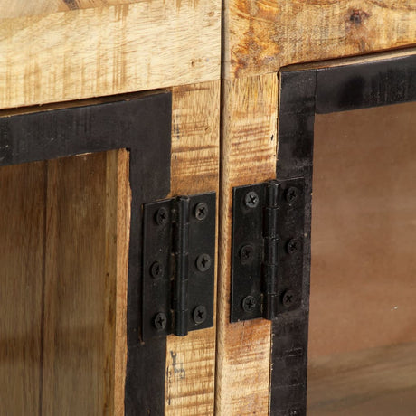 Sideboard Brown And Black 160X30X80 Cm Solid Rough Mango Wood