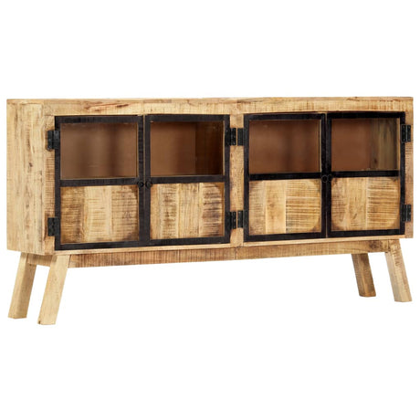 Sideboard Brown And Black 160X30X80 Cm Solid Rough Mango Wood