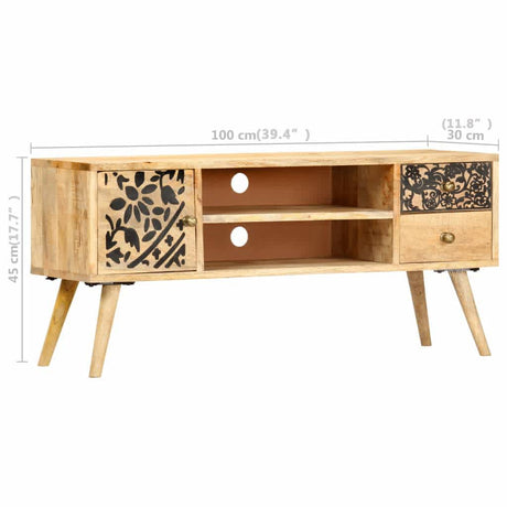 Tv Cabinet 100X30X45 Cm Solid Mango Wood
