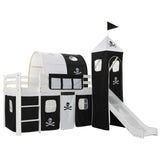 Children's Loft Bed Frame With Slide & Ladder Pinewood 97X208 Cm