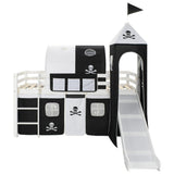 Children's Loft Bed Frame With Slide & Ladder Pinewood 97X208 Cm