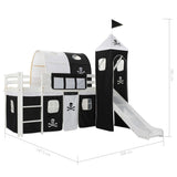Children's Loft Bed Frame With Slide & Ladder Pinewood 97X208 Cm