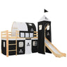Children's Loft Bed Frame With Slide & Ladder Pinewood 97X208 Cm