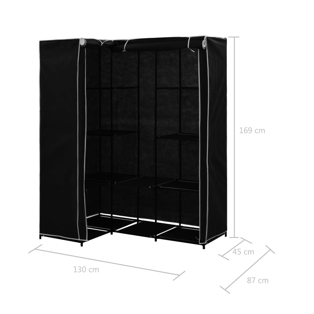 Corner Wardrobe Black 130x87x169 cm