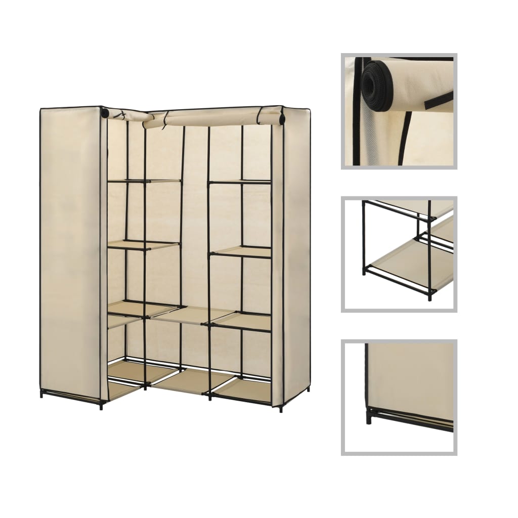 Corner Wardrobe Cream 130x87x169 cm