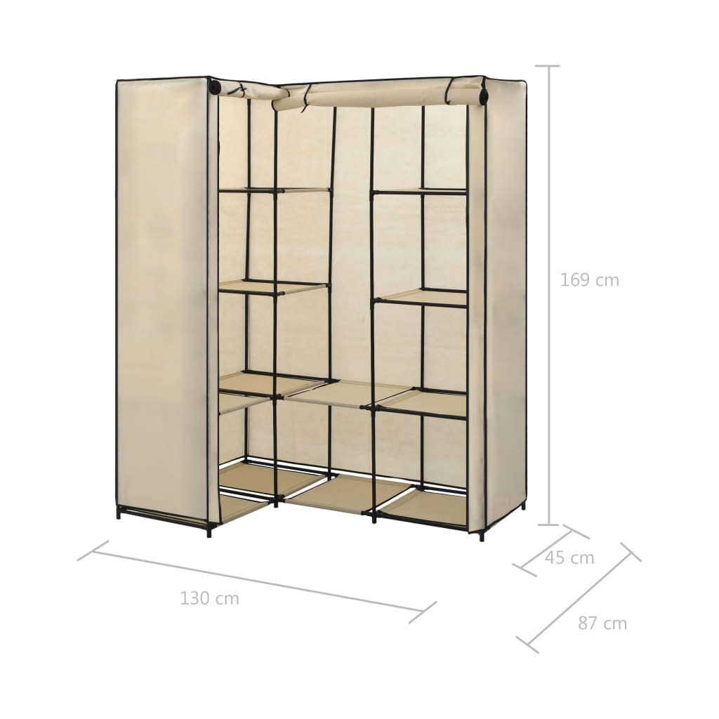 Corner Wardrobe Cream 130x87x169 cm