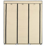 Wardrobe with Compartments and Rods Cream 150x45x175 cm Fabric