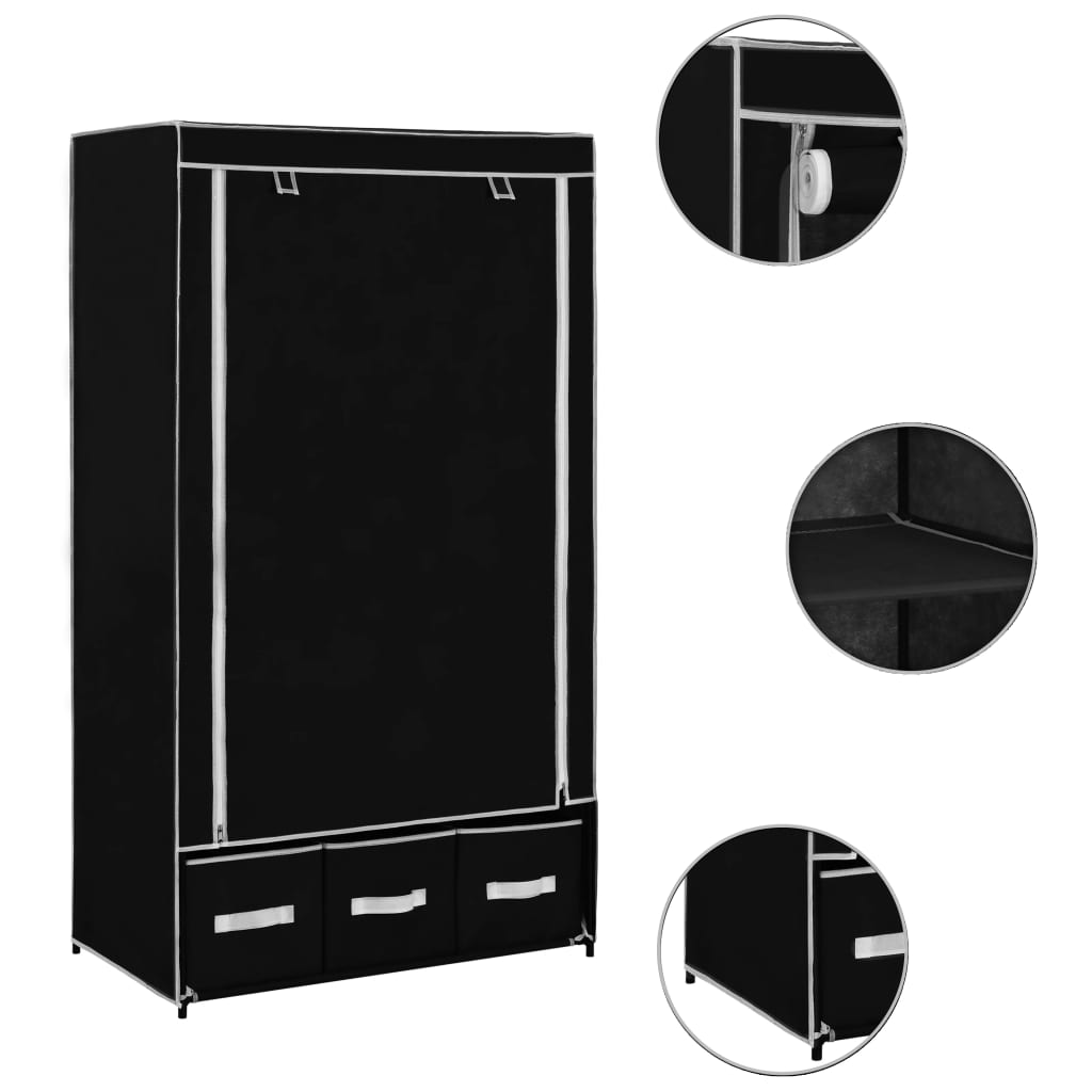 Wardrobe Black 87x49x159 cm Fabric