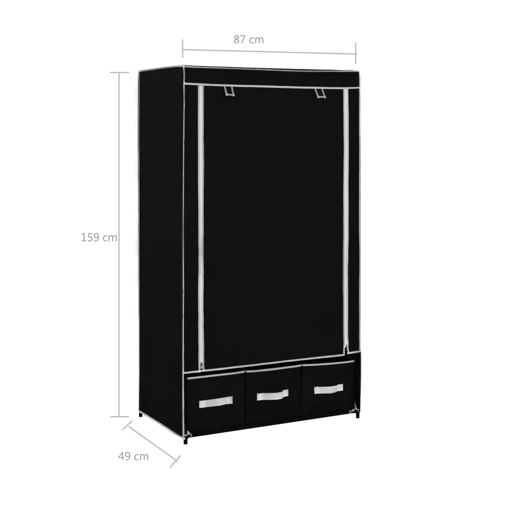 Wardrobe Black 87x49x159 cm Fabric