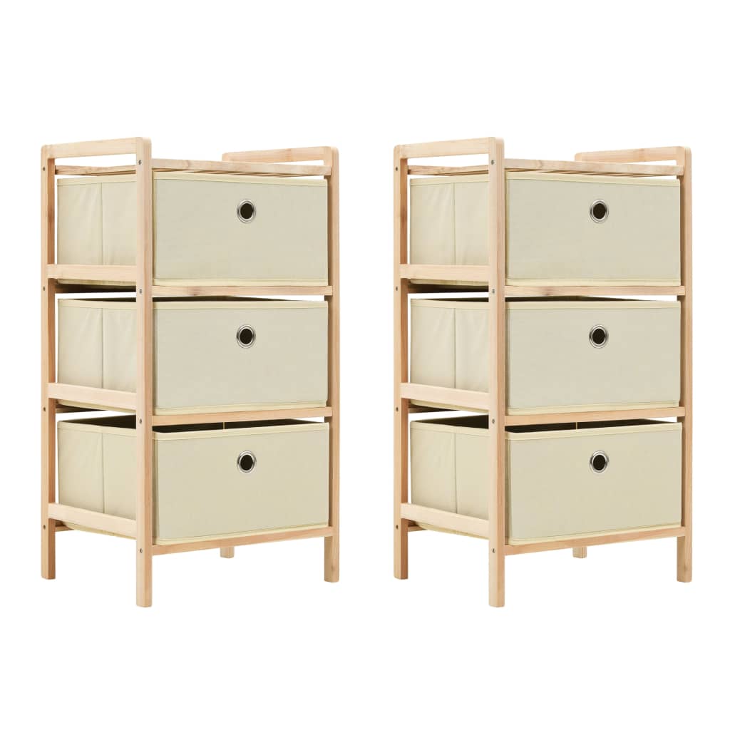 Storage Rack With 3 Nonwoven Baskets Cedar Wood Beige