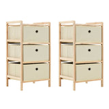 Storage Rack With 3 Nonwoven Baskets Cedar Wood Beige
