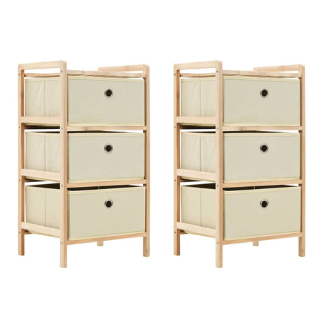 Storage Rack With 3 Nonwoven Baskets Cedar Wood Beige