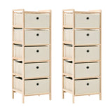 Storage Rack With 3 Nonwoven Baskets Cedar Wood Beige