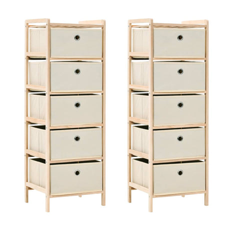 Storage Rack With 3 Nonwoven Baskets Cedar Wood Beige