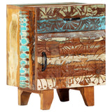 Hand Carved Bedside Cabinet 40X30X50 Cm Solid Reclaimed Wood
