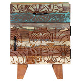Hand Carved Bedside Cabinet 40X30X50 Cm Solid Reclaimed Wood