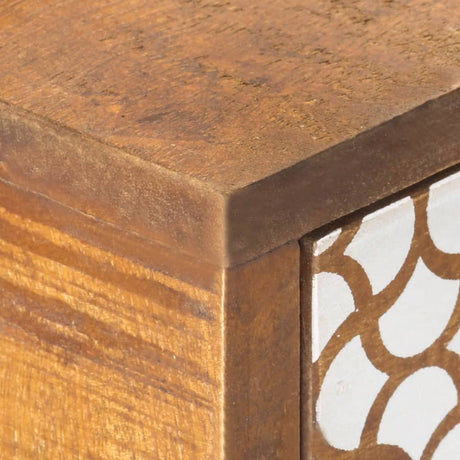 Sideboard With Printed Pattern 130X30X70 Cm Solid Mango Wood